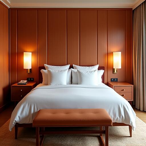 The Cinnamon Suite, featuring warm wood tones and a king-sized bed.
